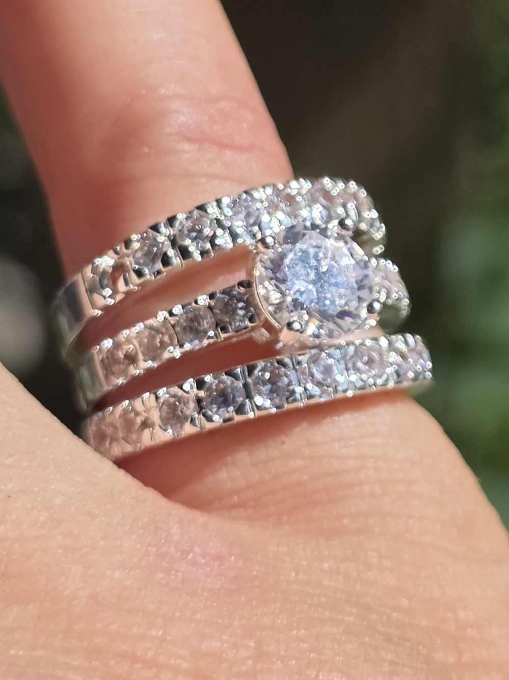 Charter Club Silver-Plated Cubic Zirconia 3-Piece Ring Set Size 6 J3